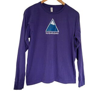Sugarloaf Mountain Maine T Shirt Small S Womens Purple Long Sleeve Ski Top